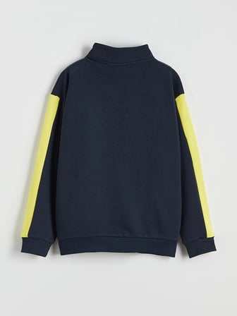 LCW Kids Lacivert Dik Yaka Fenerbahçe Baskılı Erkek Çocuk Fermuarlı Sweatshirt