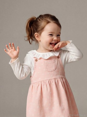 LCW baby Pembe Çiçekli Kız Bebek Salopet Elbise ve Tişört