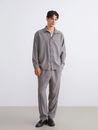 XSIDE Gri Rahat Kalıp Gabardin Erkek Pantolon