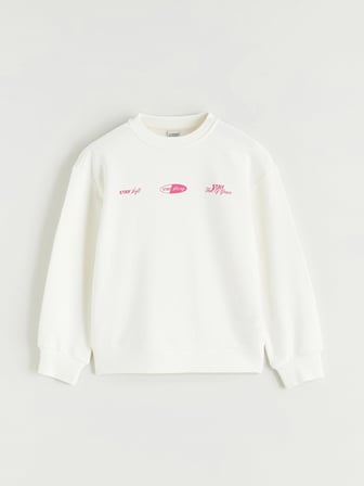 LCW Kids Ekru Baskılı Kız Çocuk Sweatshirt