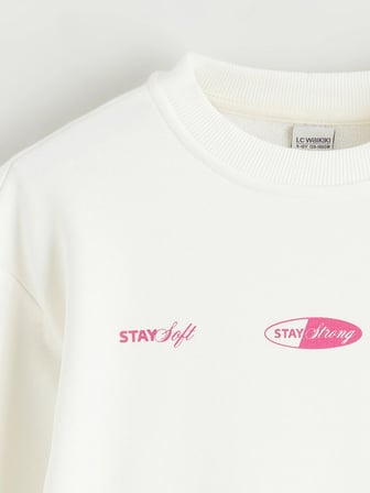 LCW Kids Ekru Baskılı Kız Çocuk Sweatshirt