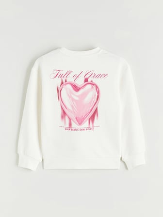 LCW Kids Ekru Baskılı Kız Çocuk Sweatshirt