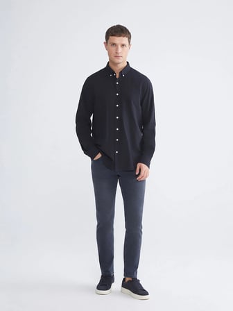 LCWAIKIKI Classic Lacivert Regular Fit Uzun Kollu Erkek Dokulu Gömlek