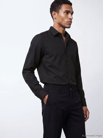 LCW BUSINESS Siyah Slim Fit Uzun Kollu Armürlü Erkek Gömlek