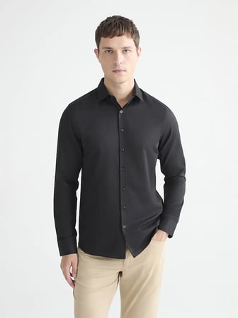 LCW BUSINESS Siyah Slim Fit Uzun Kollu Armürlü Erkek Gömlek
