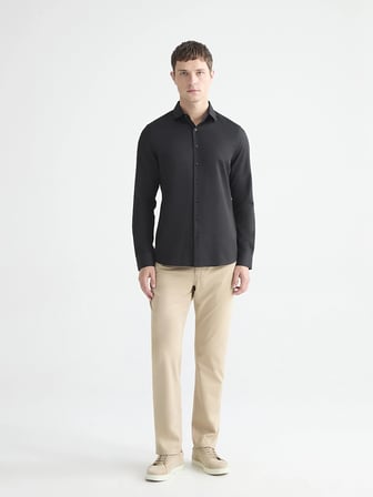 LCW BUSINESS Siyah Slim Fit Uzun Kollu Armürlü Erkek Gömlek