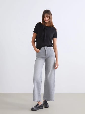 LCW Jeans Gri Wideleg Kadın Jean Pantolon