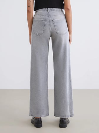 LCW Jeans Gri Wideleg Kadın Jean Pantolon