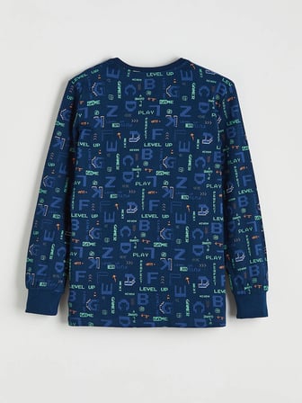 LCW Kids Lacivert Baskılı Bisiklet Yaka Erkek Çocuk Pijama Takımı