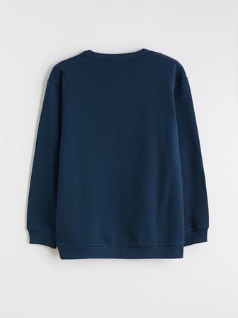 LCW Kids Petrol Bisiklet Yaka Baskılı Erkek Çocuk Sweatshirt