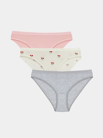 LCW Young Ekru Baskılı Bikini Külot 3'lü