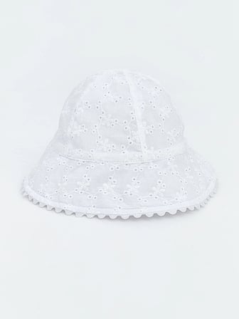LCW baby Ekru Çiçek Nakışlı Kız Bebek Bucket Şapka