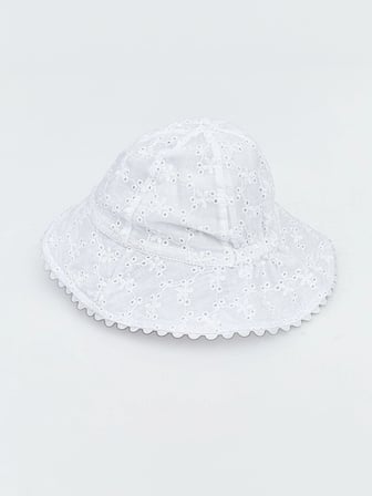 LCW baby Ekru Çiçek Nakışlı Kız Bebek Bucket Şapka