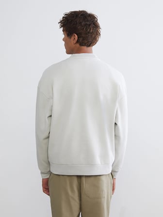 XSIDE Gri Bisiklet Yaka Baskılı Erkek Kalın Sweatshirt