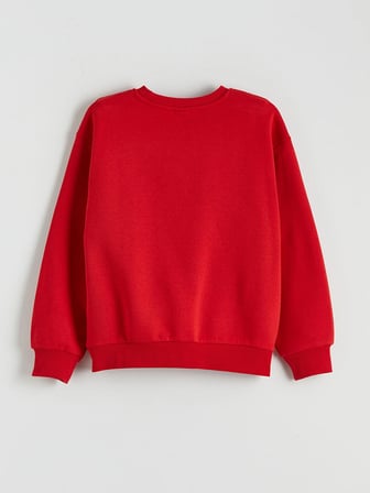 LCW Kids Kırmızı Bisiklet Yaka New York Baskılı Kız Çocuk Sweatshirt