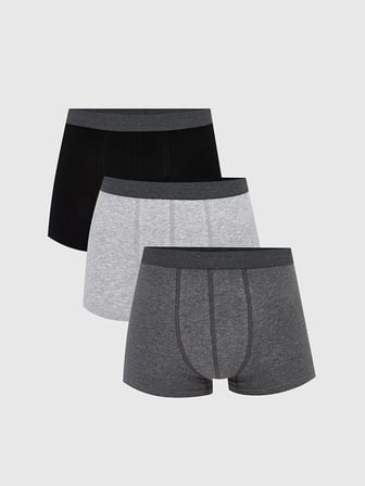 LC WAIKIKI Gri Standart Kalıp Pamuklu Esnek Erkek Boxer 3'lü