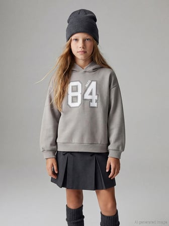LCW Kids Gri Kapüşonlu Kız Çocuk Elbise