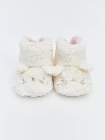 LCW STEPS Ekru Tavşan Figürlü Pelüş Kız Bebek Panduf