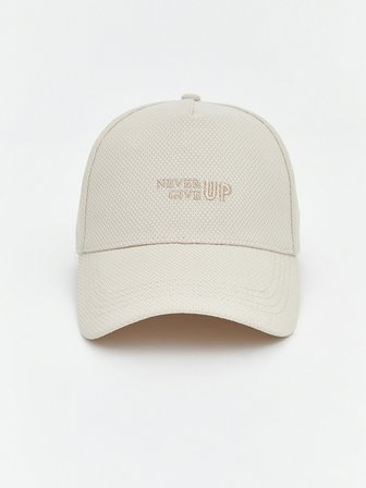 LCW ACCESSORIES Bej Yazı Nakışlı Erkek Kep Şapka