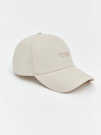 LCW ACCESSORIES Bej Yazı Nakışlı Erkek Kep Şapka