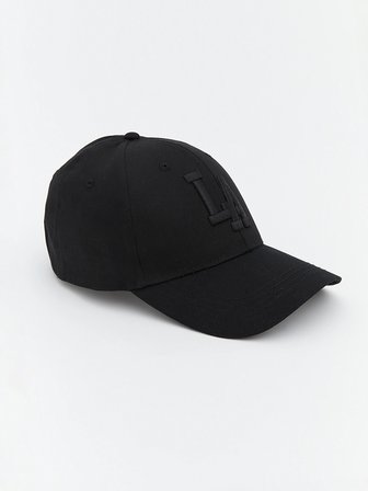LCW ACCESSORIES Siyah LA Nakışlı Erkek Kep Şapka