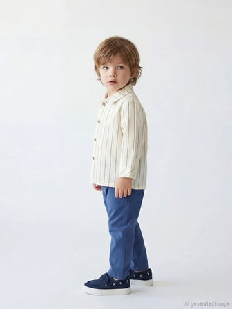 LCW baby Ekru Uzun Kollu Erkek Bebek Gömlek ve Pantolon