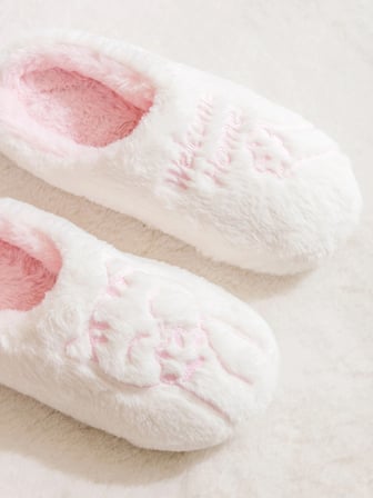 LCW STEPS Ekru Kedi Nakışlı Kadın Ev Terliği