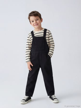 LCW Kids Siyah Erkek Çocuk Jean Salopet