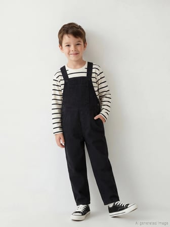 LCW Kids Siyah Erkek Çocuk Jean Salopet