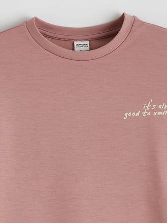 LCW Kids Pembe Bisiklet Yaka Kız Çocuk Soft Touch Sweatshirt ve Eşofman Altı