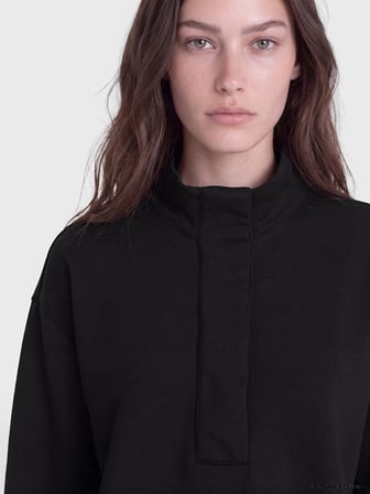 LCW Modest Siyah Soft Touch Oversize Kadın Sweatshirt Tunik