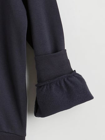 LCW Kids Lacivert Bisiklet Yaka Baskılı Kız Çocuk Kalın Sweatshirt