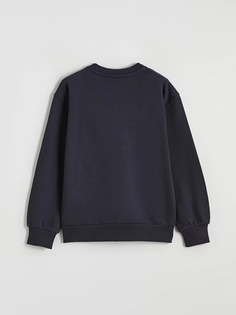 LCW Kids Lacivert Bisiklet Yaka Baskılı Kız Çocuk Kalın Sweatshirt