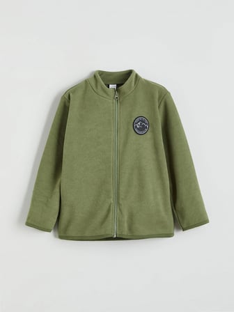 LCW Kids Haki Kolej Yaka Basic Uzun Kollu Erkek Çocuk Fermuarlı Sweatshirt
