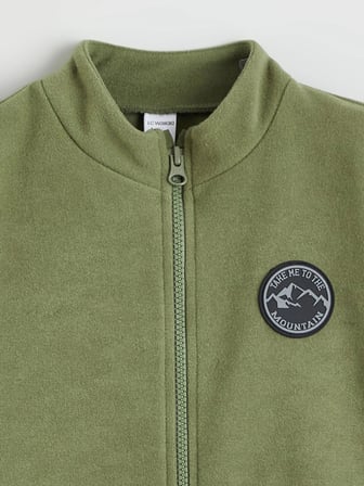 LCW Kids Haki Kolej Yaka Basic Uzun Kollu Erkek Çocuk Fermuarlı Sweatshirt