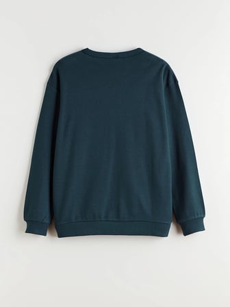 LCW Kids Petrol Bisiklet Yaka Baskılı Erkek Çocuk Sweatshirt