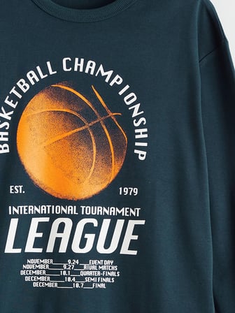 LCW Kids Petrol Bisiklet Yaka Baskılı Erkek Çocuk Sweatshirt