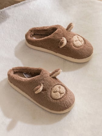 LCW STEPS Kahverengi Hayvan Figürlü Pelüş Kadın Ev Terliği