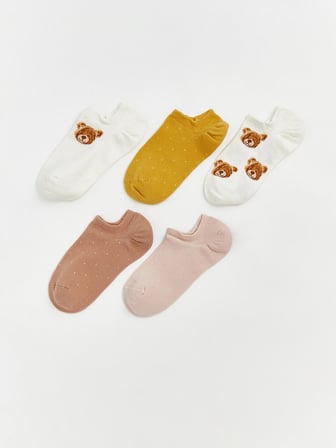 LCW DREAM Ekru Desenli Kadın Sneaker Çorap 5'li