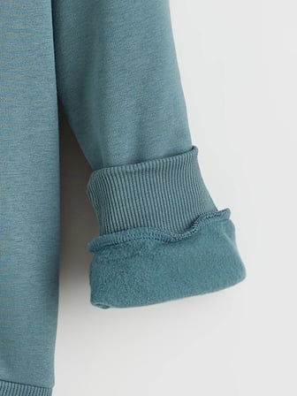 LCW Kids Petrol Kapüşonlu Minecraft Baskılı Erkek Çocuk Kalın Sweatshirt