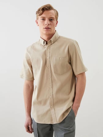 LCWAIKIKI Classic Bej Regular Fit Poplin Erkek Gömlek