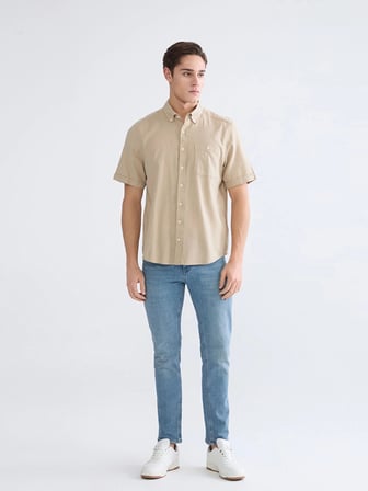 LCWAIKIKI Classic Bej Regular Fit Poplin Erkek Gömlek