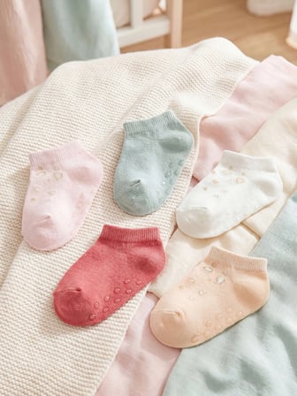 LCW baby Pembe Desenli Kız Bebek Patik Çorap 5'li