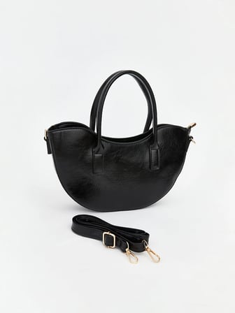 LCW ACCESSORIES Siyah Suni Deri Kadın Omuz Çantası
