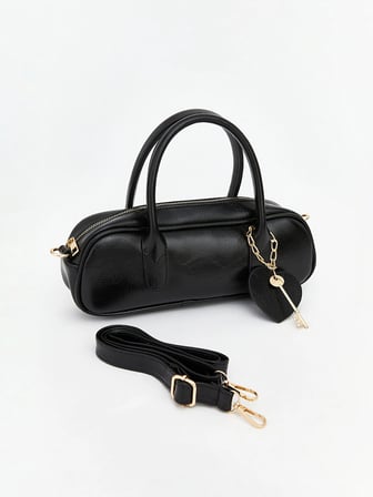 LCW ACCESSORIES Siyah Deri Görünümlü Kadın Omuz Çantası