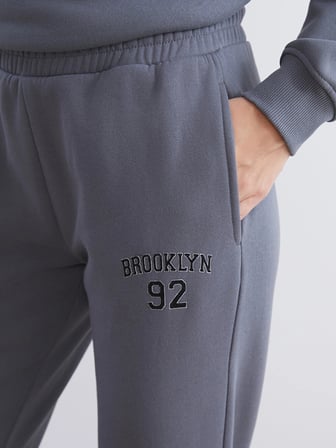 XSIDE Antrasit Beli Lastikli Kadın Kalın Jogger Eşofman Altı