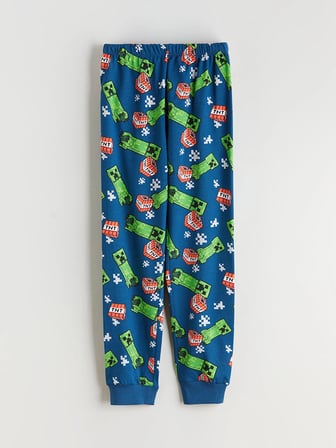 LCW Kids Petrol Bisiklet Yaka Minecraft Baskılı Erkek Çocuk Pijama Takımı