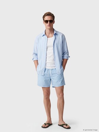 LCW SWIMWEAR Mavi Kısa Boy Çizgili Erkek Deniz Şortu