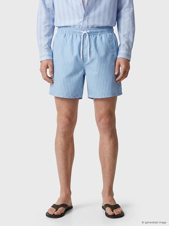LCW SWIMWEAR Mavi Kısa Boy Çizgili Erkek Deniz Şortu