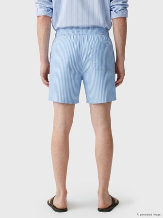 LCW SWIMWEAR Mavi Kısa Boy Çizgili Erkek Deniz Şortu